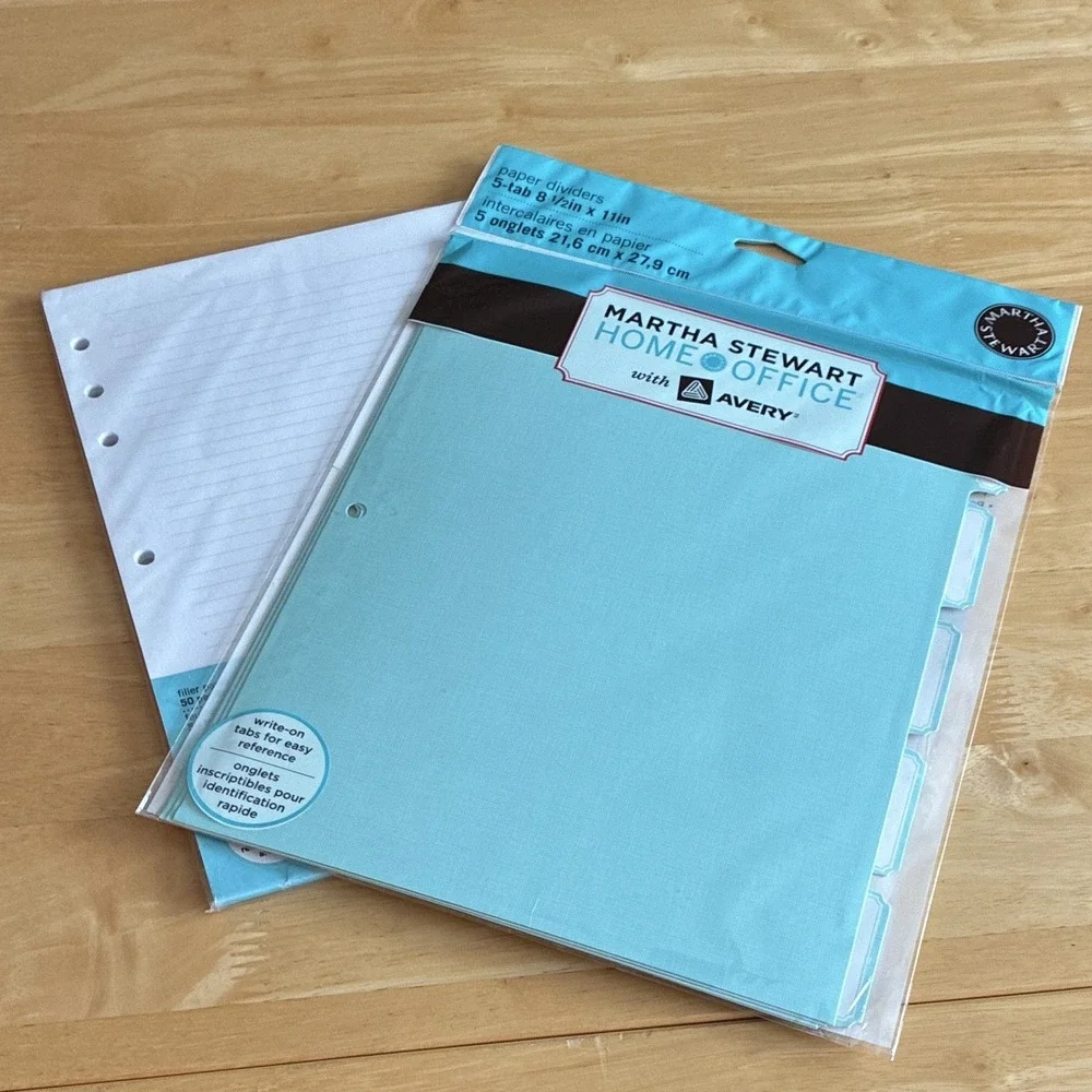 Martha Stewart with Avery Paper Dividers & Filler Paper 5-Tab Letter Blue White
